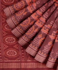 Maroon red handloom cotton saree