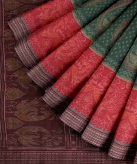 Green maroon handloom cotton saree