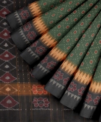 Green black handloom cotton saree
