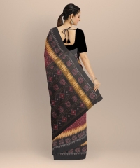 Maroon black handloom cotton saree