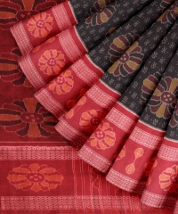 Black red handloom cotton saree