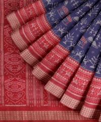 Blue red handloom silk saree