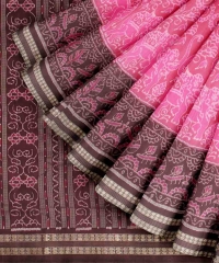Baby pink cffee handloom silk saree