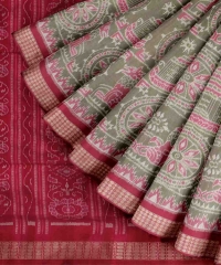 Gray pink handloom silk saree