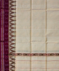 Beige maroon colour handwoven cotton gamuchha