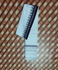 White green colour handwoven cotton gamuchha