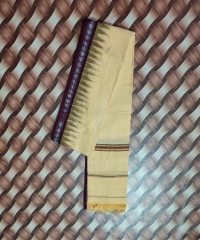 Beige maroon colour handwoven cotton gamuchha