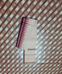 Beige maroon colour handwoven cotton gamuchha