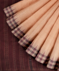 Beige maroon handloom cotton saree