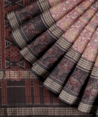 Peach brown handloom cotton saree