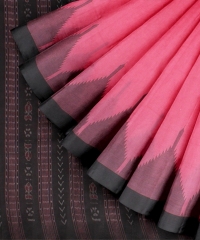 Pink black handloom cotton saree