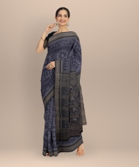 Navy blue black handloom cotton saree