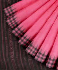 Pink black handloom cotton saree