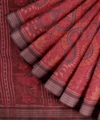 RED MAROON HANDLOOM COTTON SAREE