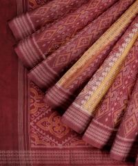 YELLOW MAROON HANDLOOM COTTON SAREE