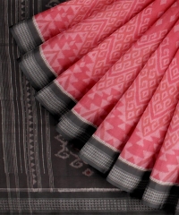 PINK  BLACK HANDLOOM COTTON SAREE