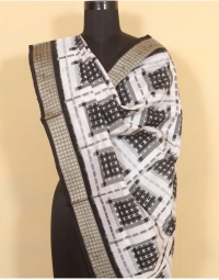 White black colour handwoven silk dupatta
