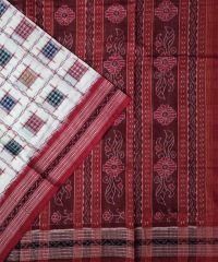 WHITE RED HANDLOOM SAMBALPURI SAREE