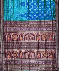 SkyBlue Maroon Silk Handloom Sambalpuri Saree