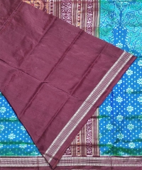SkyBlue Maroon Silk Handloom Sambalpuri Saree
