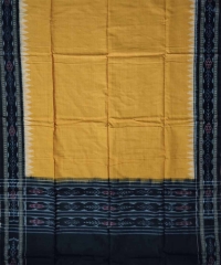 Black yellow colour handwoven cotton Suit Piece