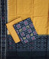 Black yellow colour handwoven cotton Suit Piece